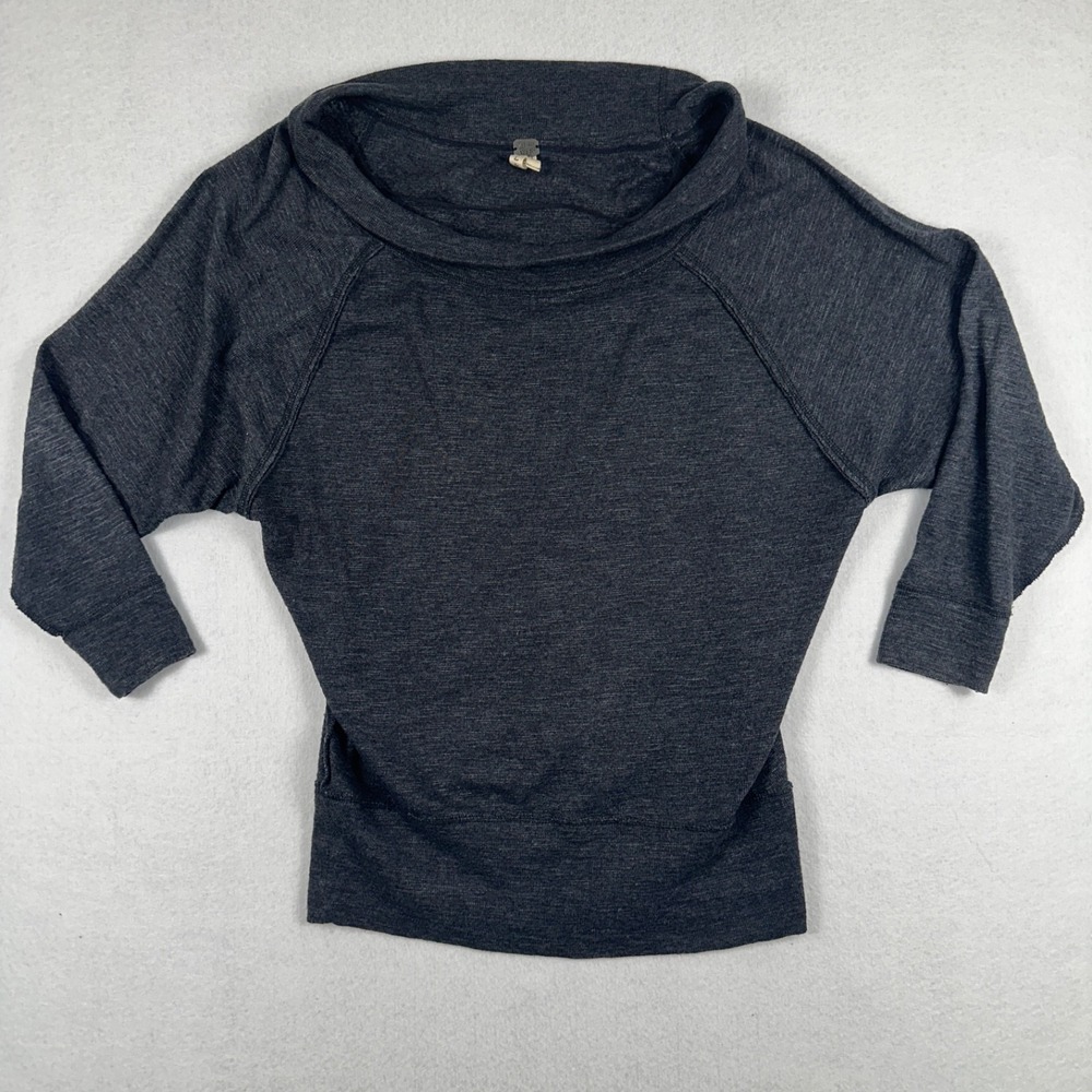 We The Free People Boat Neck Tunic Top Sz Large Gray Long Sleeve Comfy Casual